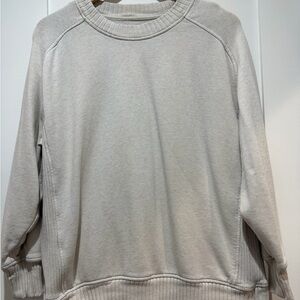 American Eagle Outfitters Oversized Cream Crewneck Sweatshirt